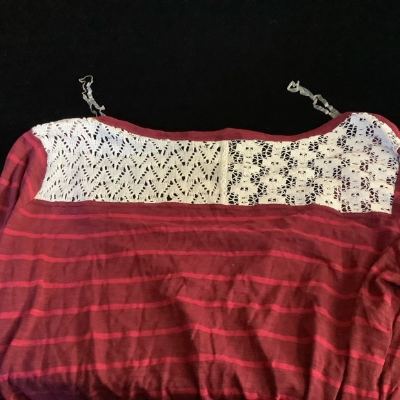 Eye Candy Red Stripe Jersey Tee w/ Cream Lace 3X - Picture 4 of 7